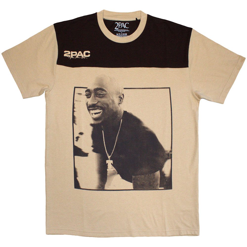 Tupac - Colour Block Heren Tshirt - Bruin/Creme